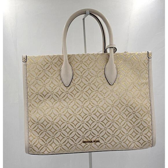Michael Kors Beige & Gold Patterned Tote Bag - Carry Your Style Like a Boss